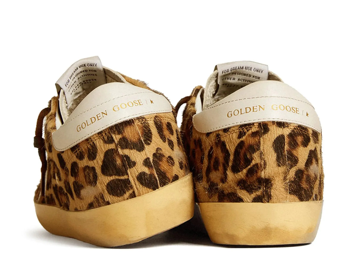 Davenzarry | Golden Goose Super-Star Leopard Pony Skin Milk White Star Heel - Women's | View 3