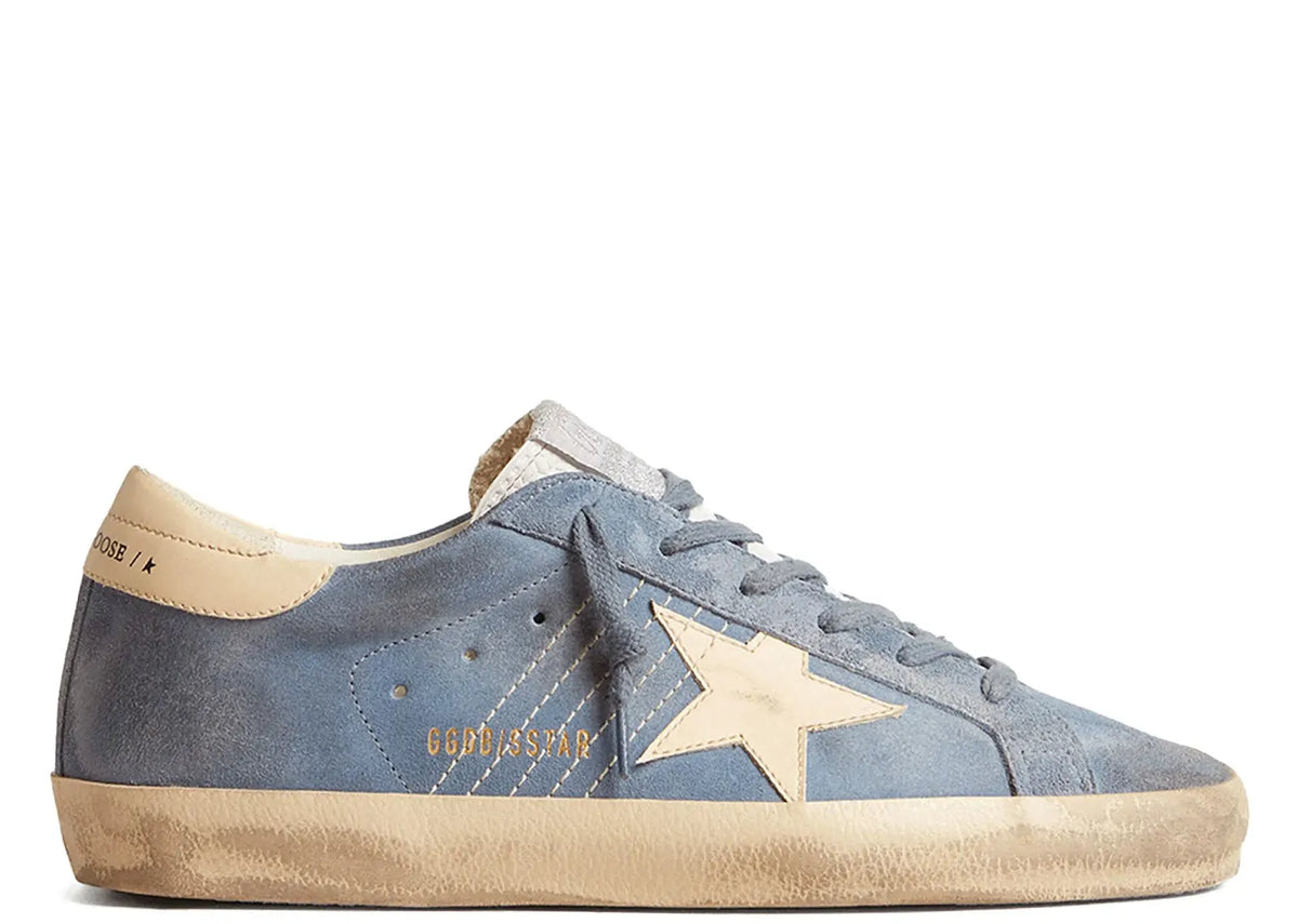 Davenzarry | Golden Goose Super-Star Light Blue Suede Beige Star Heel - Women's | View 1