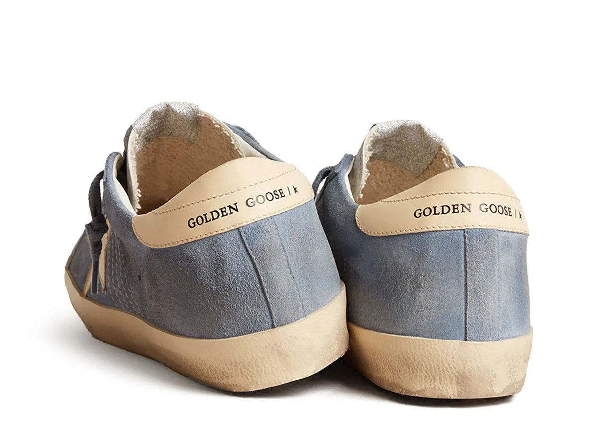 Davenzarry | Golden Goose Super-Star Light Blue Suede Beige Star Heel - Women's | View 3