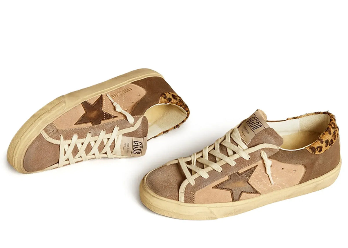 Davenzarry | Golden Goose Super-Star Light Pink Brown Suede Leopard Heel - Women's | View 2