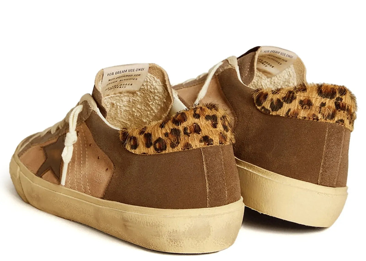 Davenzarry | Golden Goose Super-Star Light Pink Brown Suede Leopard Heel - Women's | View 3