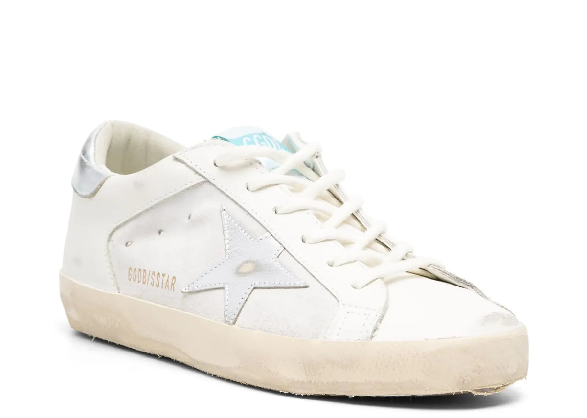 Davenzarry | Golden Goose Super-Star Off White Silver Gold Star Heel - Women's | View 2