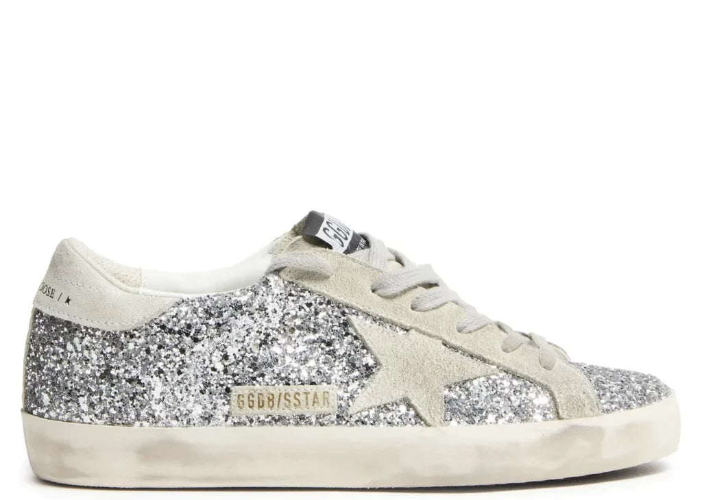 Davenzarry | Golden Goose Super-Star Silver Glitter Ice Gray - Women's | View 9
