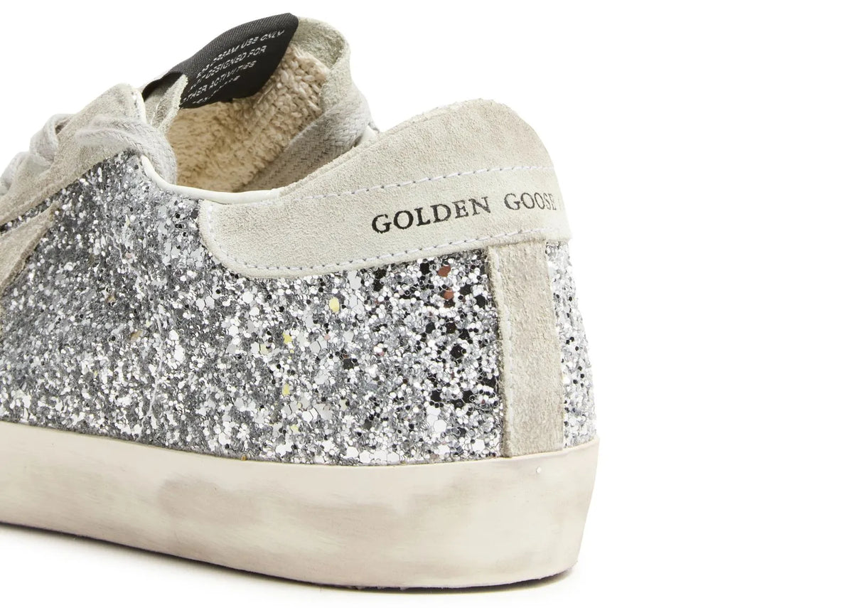 Davenzarry | Golden Goose Super-Star Silver Glitter Ice Gray - Women's | View 6