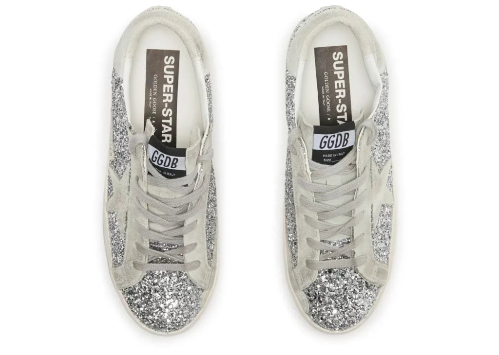 Davenzarry | Golden Goose Super-Star Silver Glitter Ice Gray - Women's | View 13