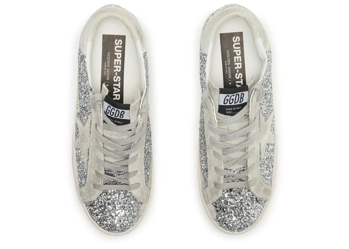 Davenzarry | Golden Goose Super-Star Silver Glitter Ice Gray - Women's | View 5