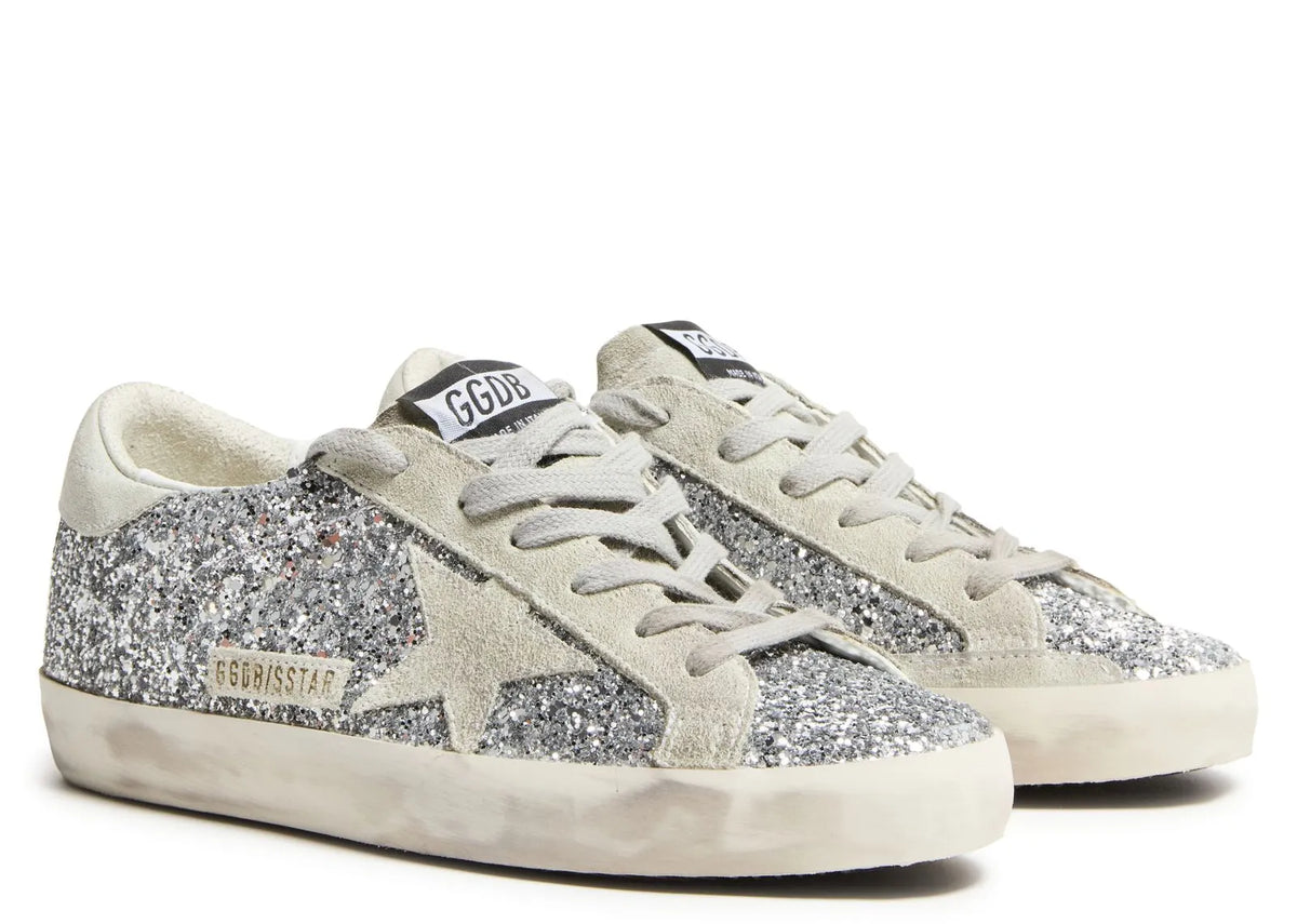 Davenzarry | Golden Goose Super-Star Silver Glitter Ice Gray - Women's | View 2