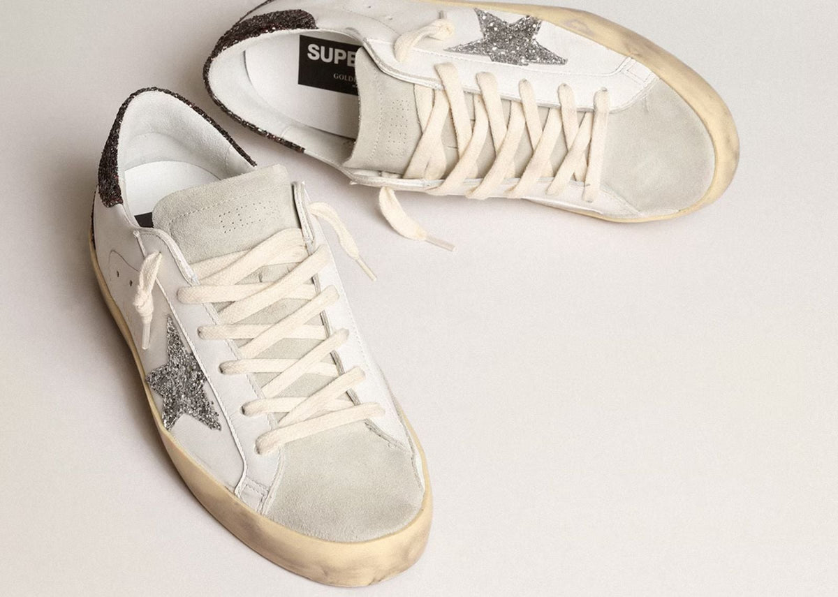 Davenzarry | Golden Goose Super-Star Silver Star Brown Glitter Heel - Women's | View 9