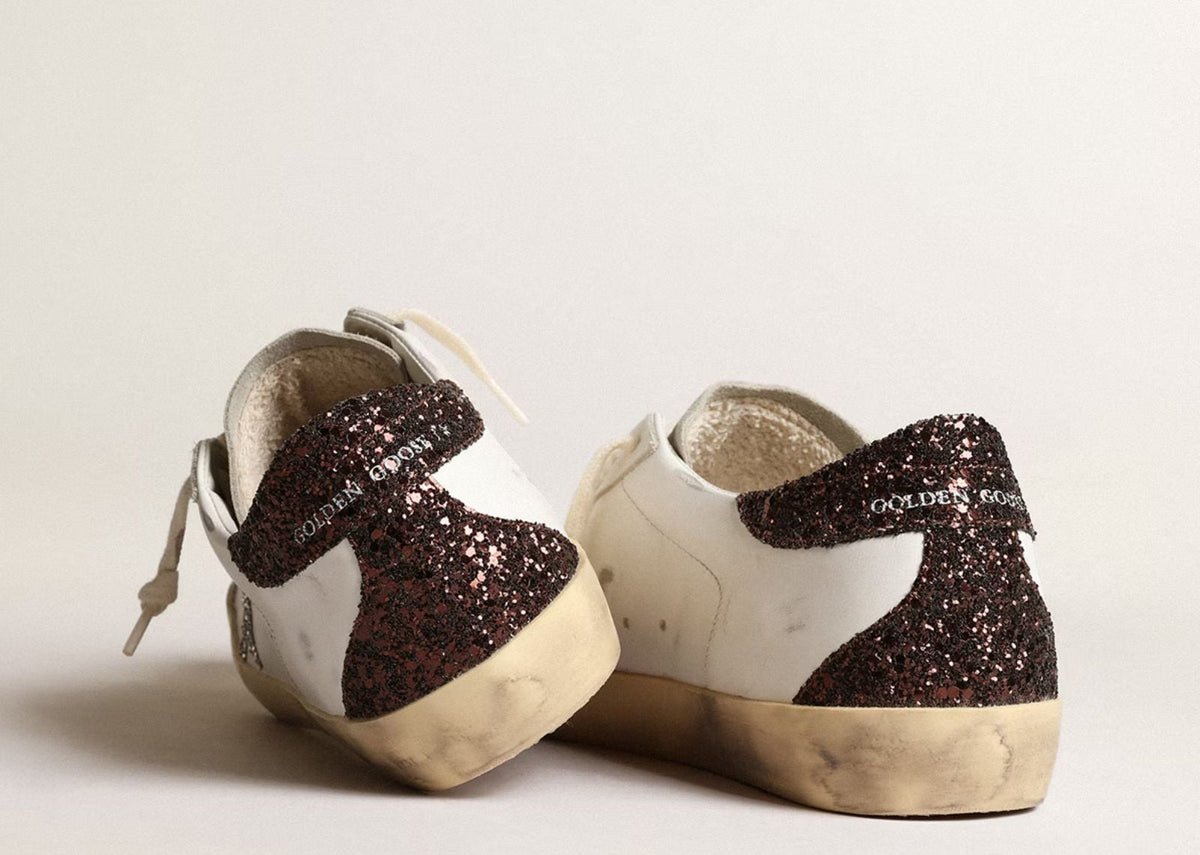 Davenzarry | Golden Goose Super-Star Silver Star Brown Glitter Heel - Women's | View 10