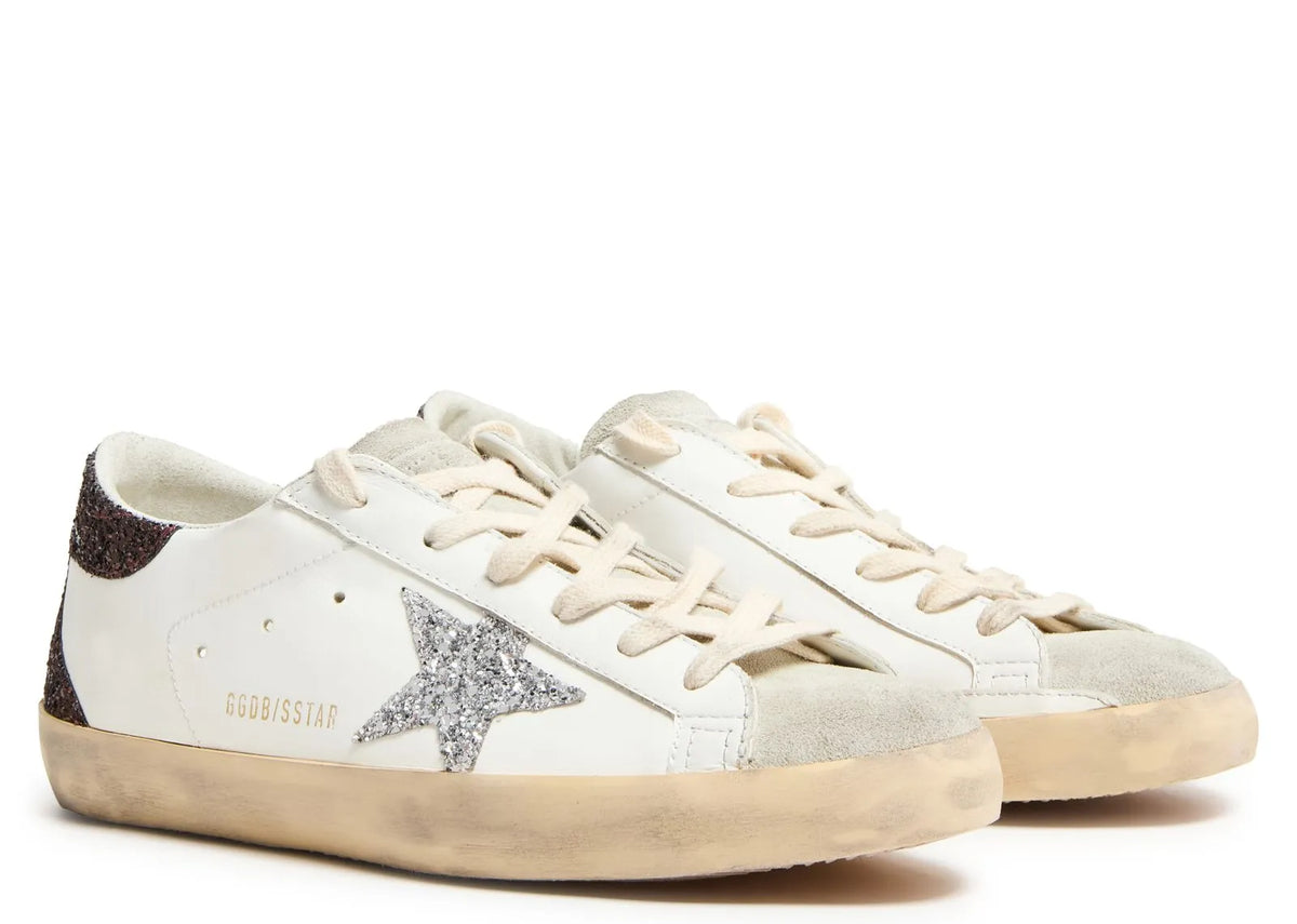 Davenzarry - Women's Golden Goose Super-Star Silver Star Brown Glitter Heel - Image 2