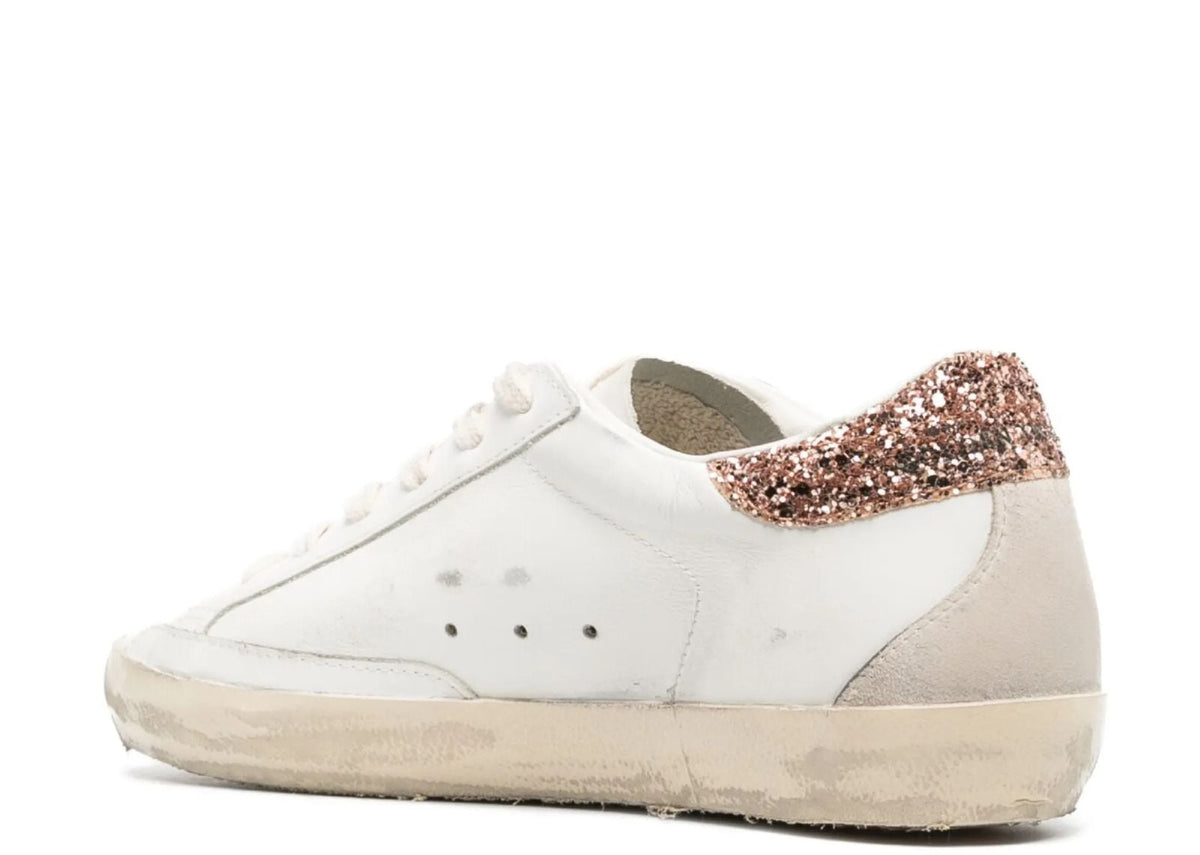 Davenzarry | Golden Goose Super-Star Suede Star Peach Pink Glitter Heel Tab - Women's | View 3