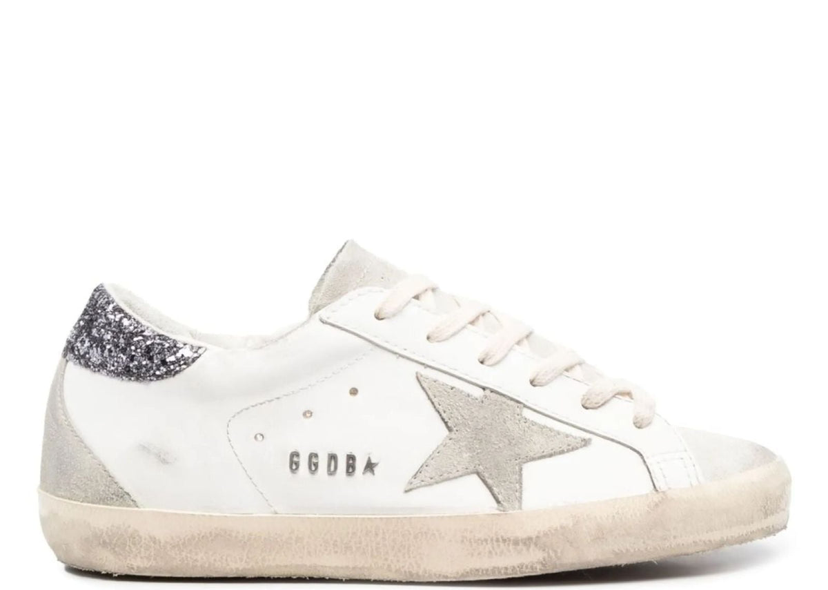 Davenzarry | Golden Goose Super-Star White Dark Grey Glitter - Women's | View 1