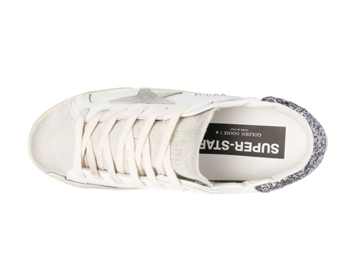 Davenzarry | Golden Goose Super-Star White Dark Grey Glitter - Women's | View 3