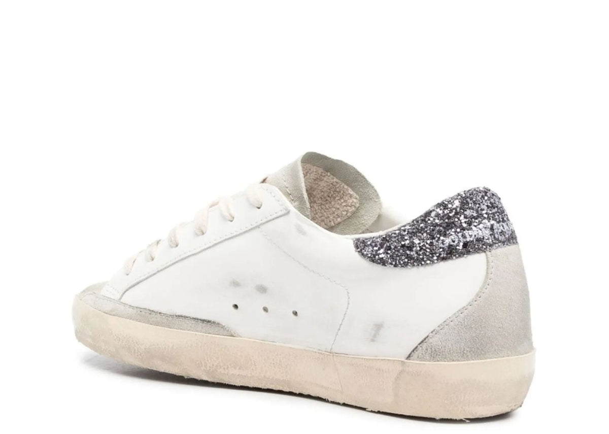 Davenzarry | Golden Goose Super-Star White Dark Grey Glitter - Women's | View 4