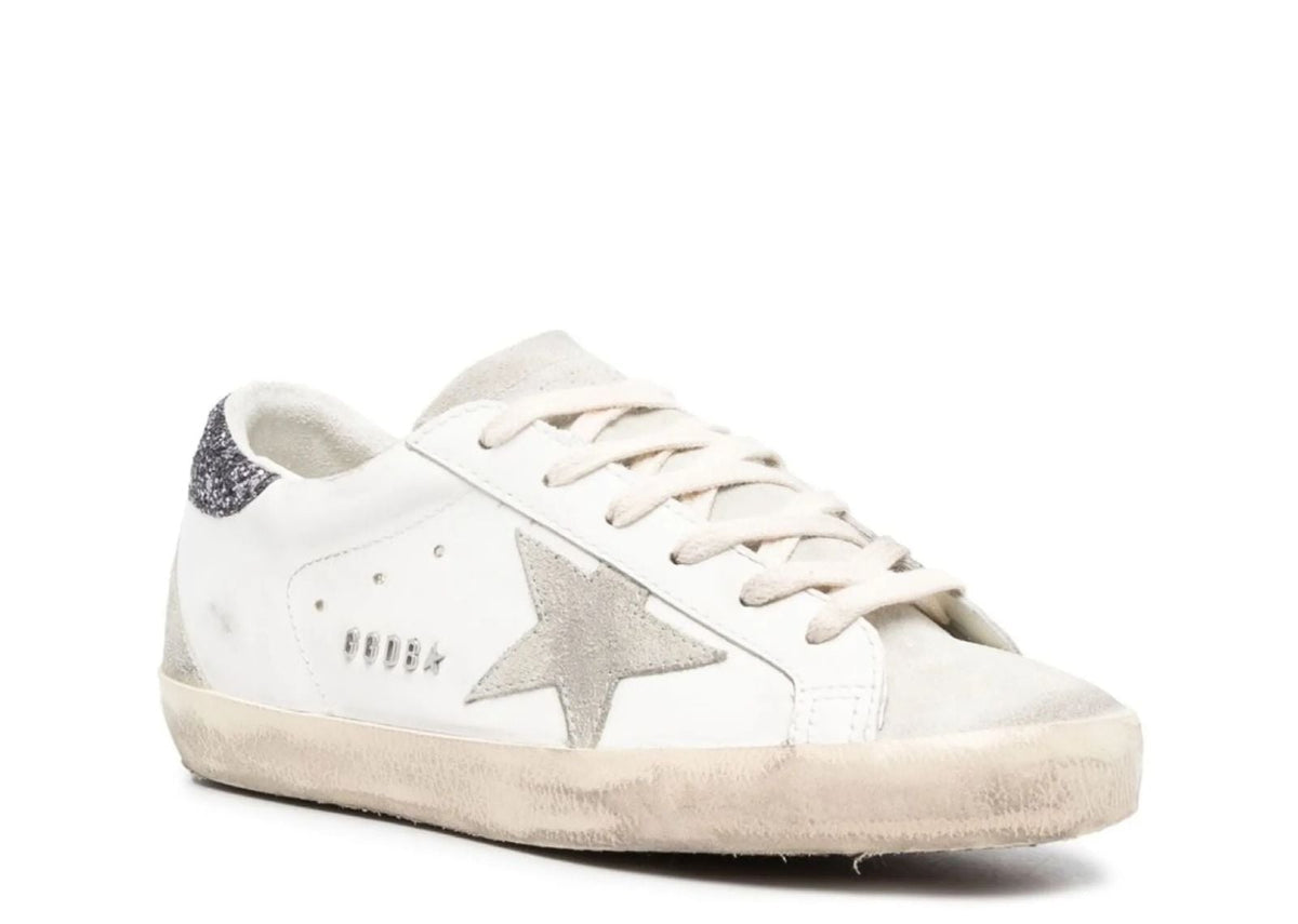 Davenzarry | Golden Goose Super-Star White Dark Grey Glitter - Women's | View 2
