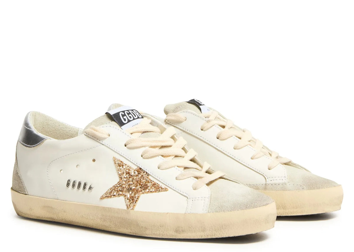 Davenzarry | Golden Goose Super-Star White Ice Gray Gold Glitter - Women's | View 2