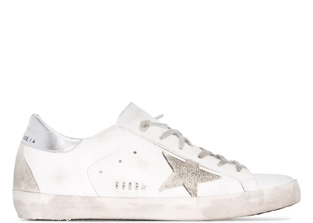 Davenzarry | Golden Goose Super-Star White Ice Silver with Metal Stud Lettering - Women's | View 1