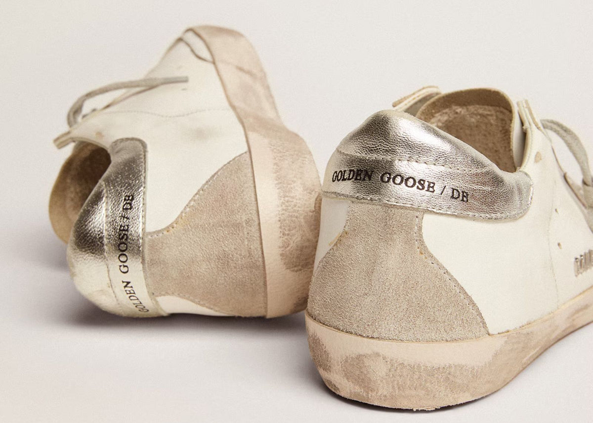 Davenzarry | Golden Goose Super-Star White Ice Silver with Metal Stud Lettering - Women's | View 4