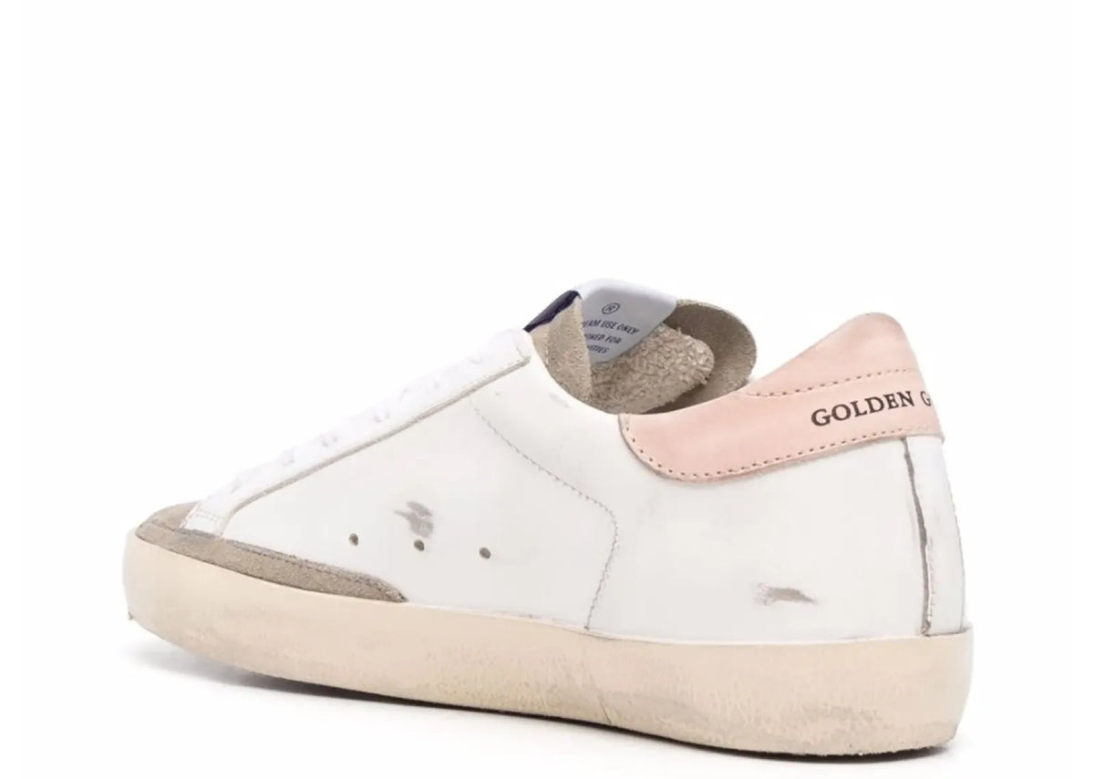 Davenzarry | Golden Goose Super-Star White Leather Black Glitter Star Rose Heel - Women's | View 3
