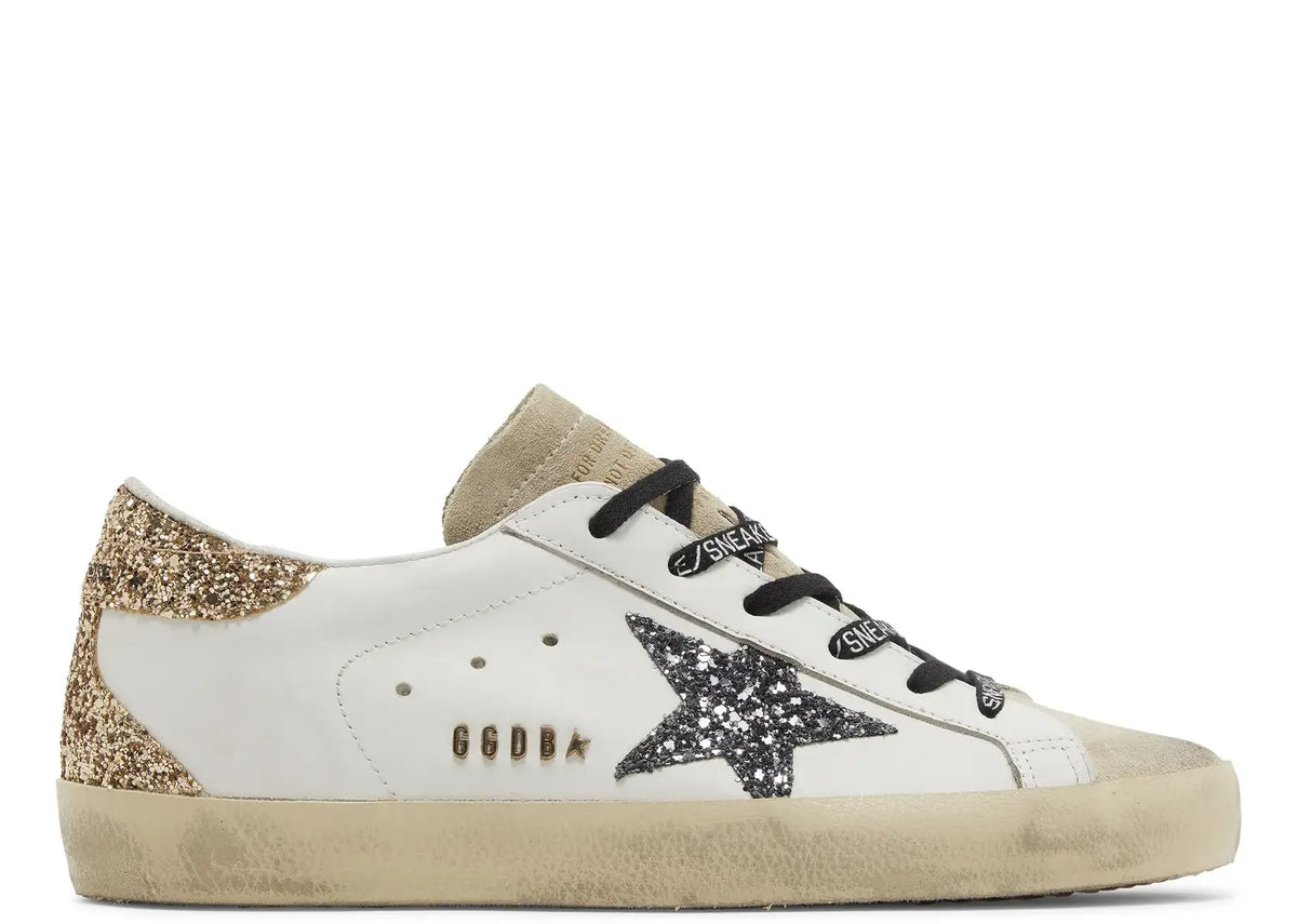 Davenzarry | Golden Goose Super-Star White Leather Multicolor Glitter Star Heel - Women's | View 1