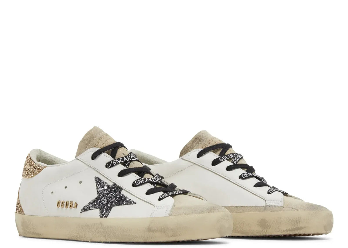 Davenzarry | Golden Goose Super-Star White Leather Multicolor Glitter Star Heel - Women's | View 2