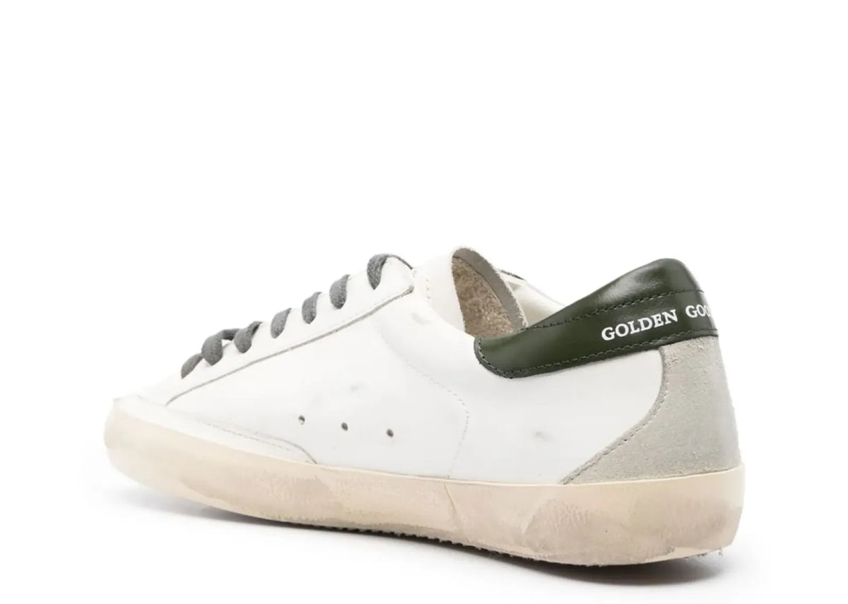 Davenzarry | Golden Goose Super-Star White Leather Red Suede Star Green Heel | View 3