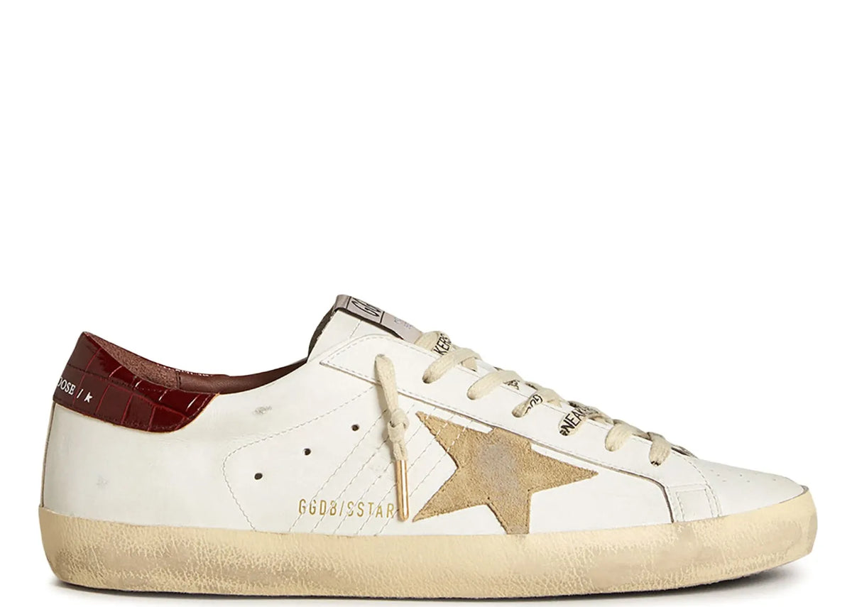 Davenzarry | Golden Goose Super-Star White Leather Sand Suede Star Red Croco Heel | View 1