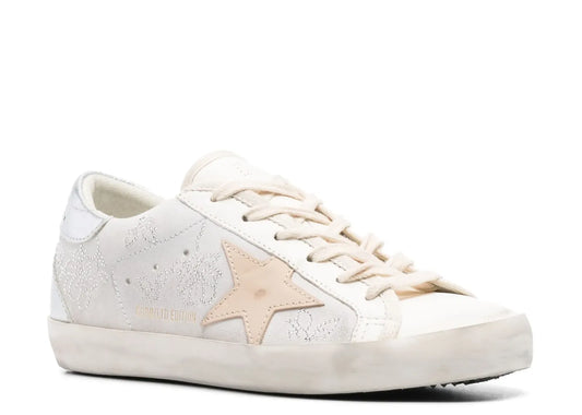 Davenzarry | Golden Goose Super-Star White Swarovski Gray Star Silver Heel - Women's | View 2