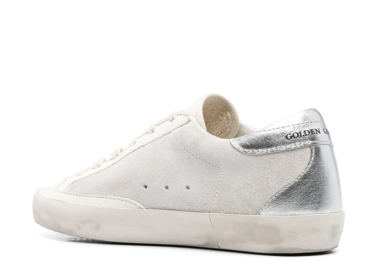 Davenzarry | Golden Goose Super-Star White Swarovski Gray Star Silver Heel - Women's | View 3