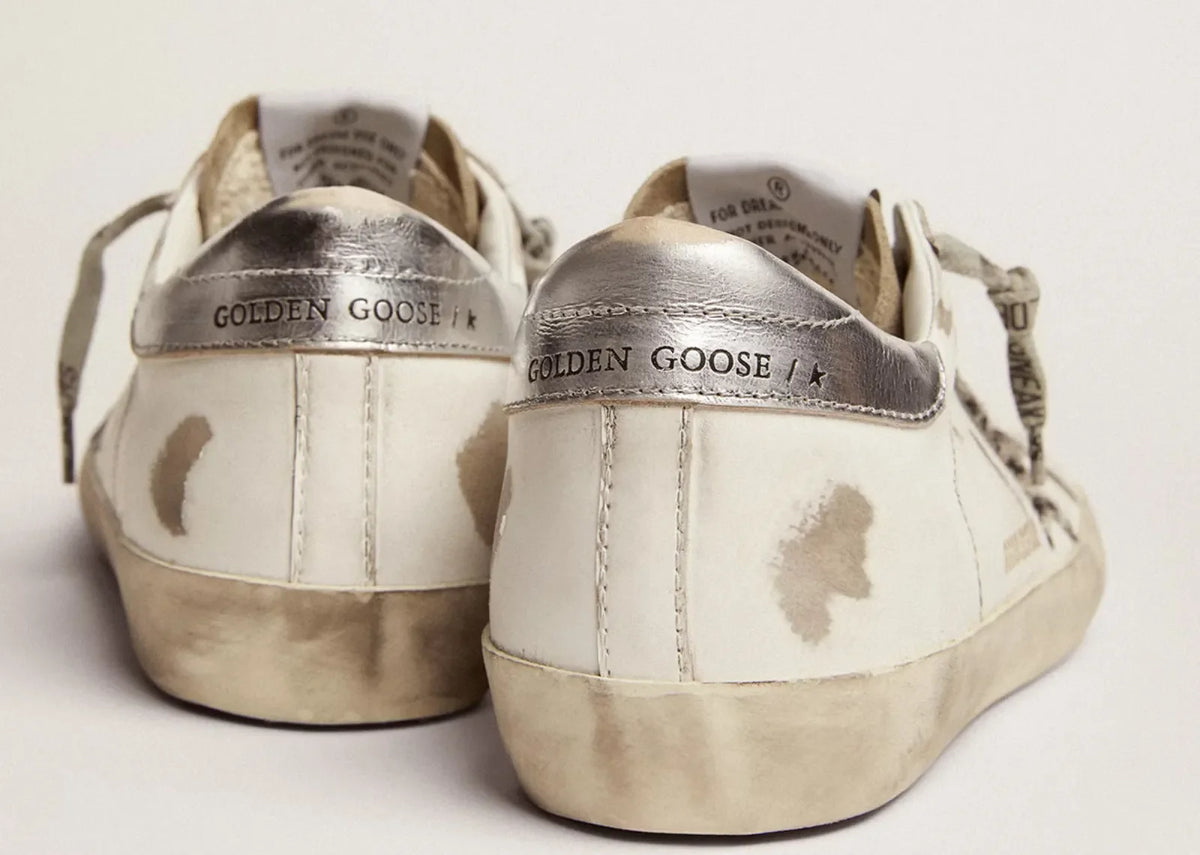 Davenzarry | Golden Goose Super-Star White Zebra Pony Star Silver Heel - Women's | View 7