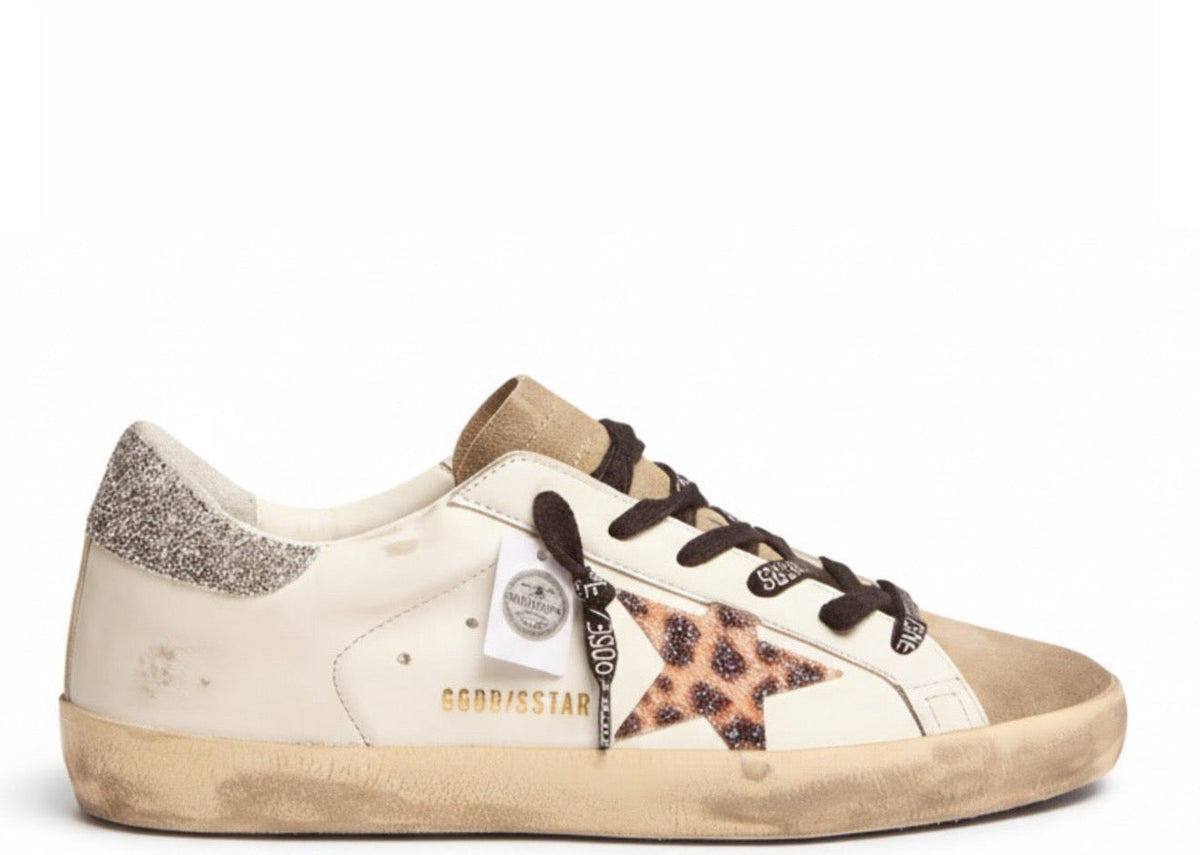 Davenzarry | Golden Goose Super-Star Leopard Print Black Heel Tab - Women's | View 1