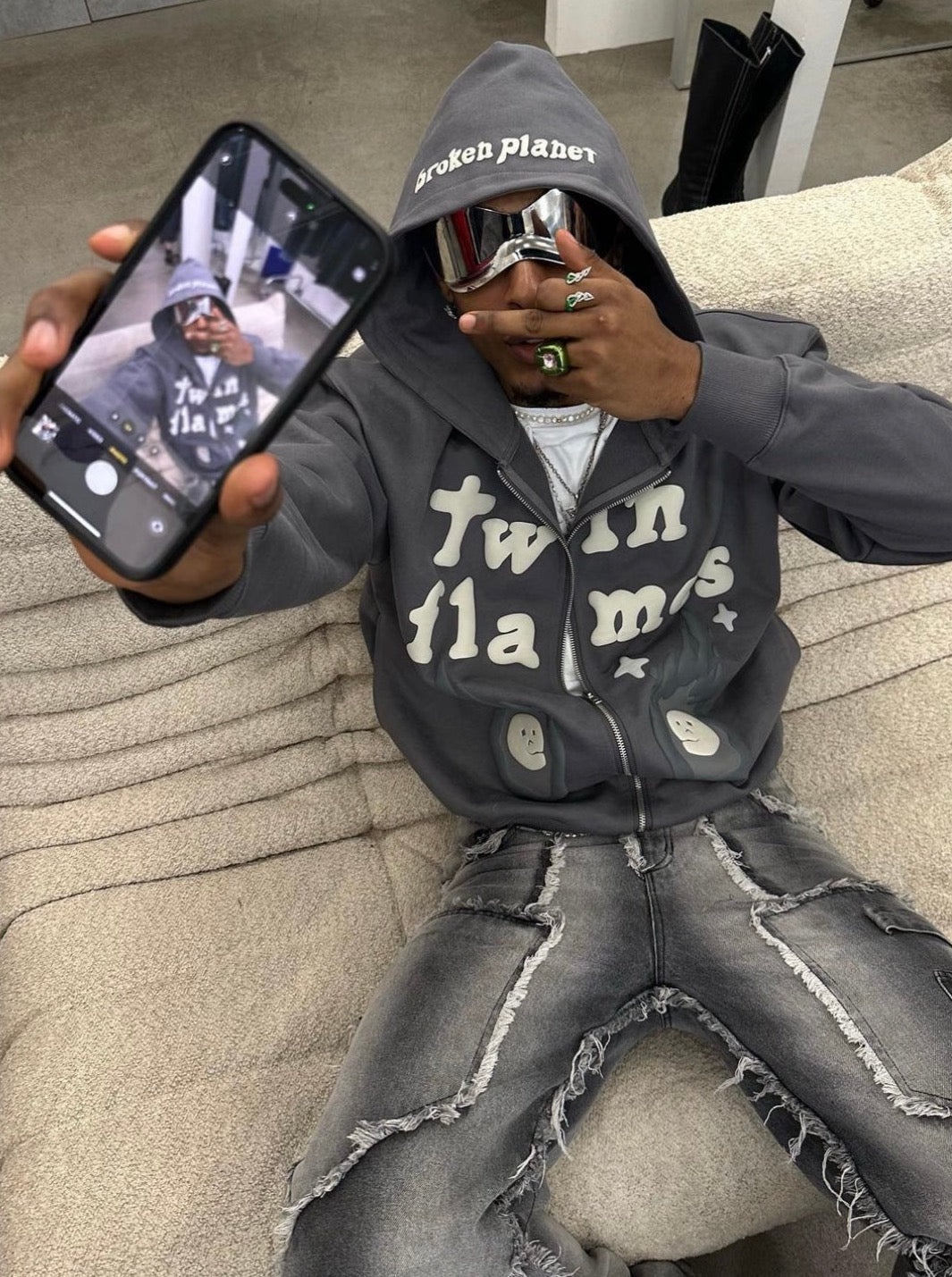 Fushya X Broken Planet Twin Flames Hoodie