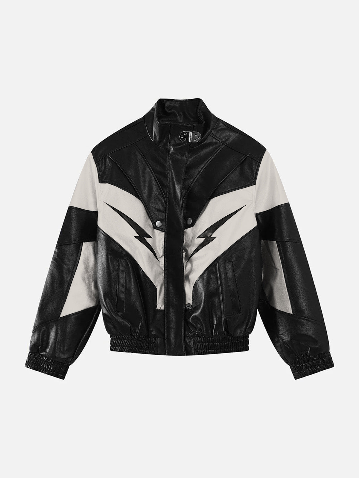 Fushya "Street Star" Racing Contrast Lightning Leather Jacket