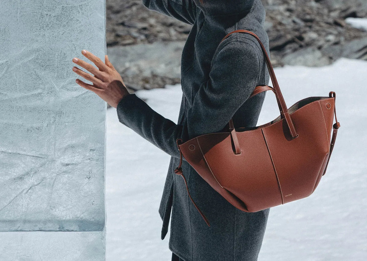 Davenzarry | Polène Cyme Mini Edition Textured Cognac | View 3