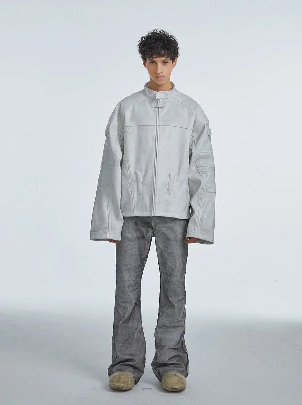 Fushya "Street Star" Designer Patch Leather Jacket