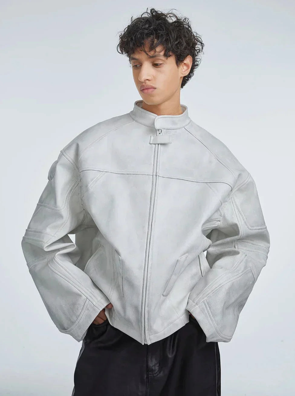 Fushya "Street Star" Designer Patch Leather Jacket