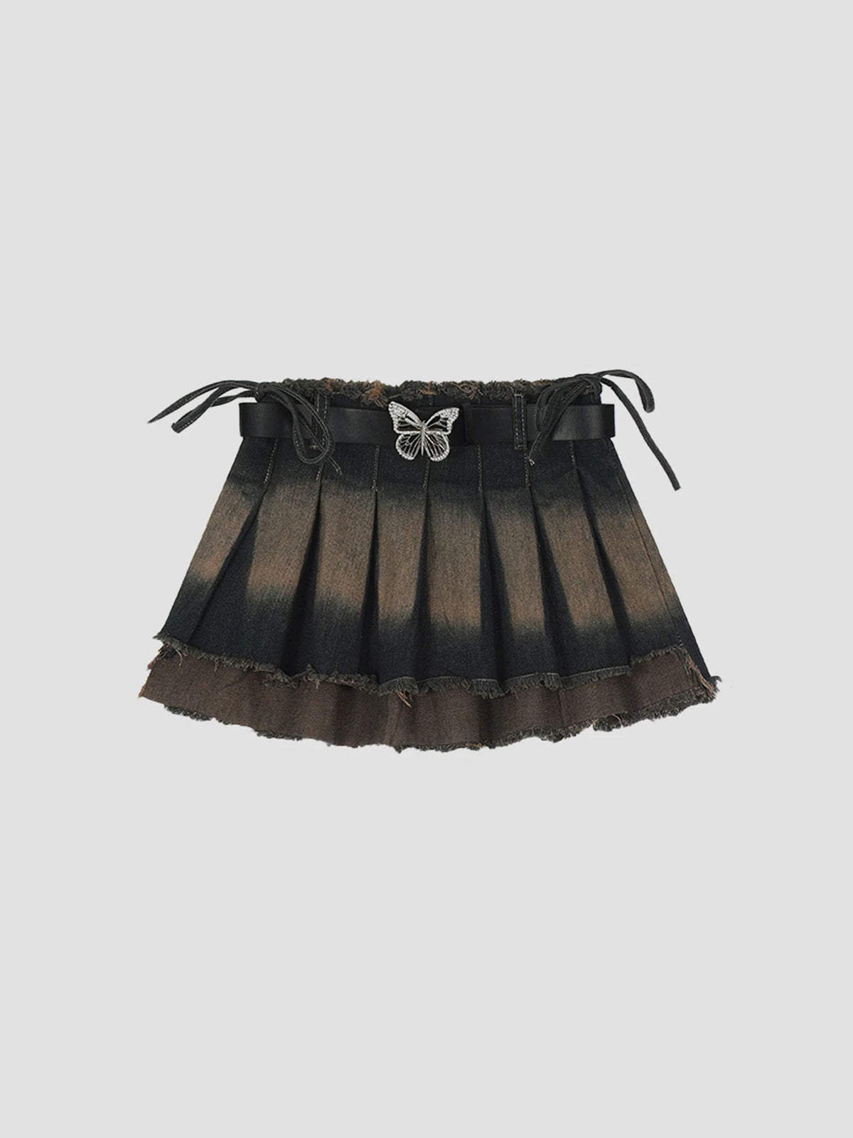 Fushya "Street Star" Vintage Leather Silver Butterfly Skirt