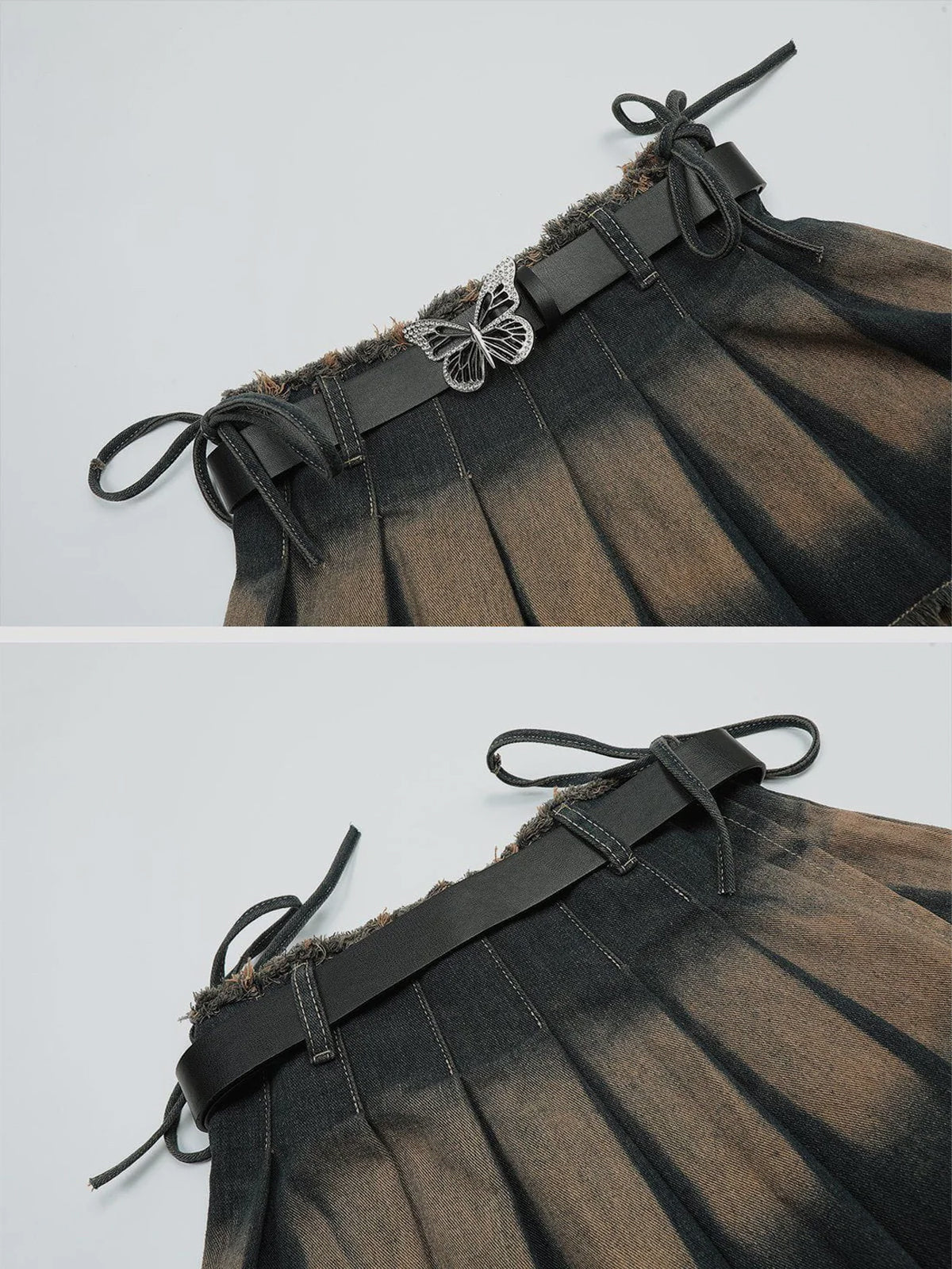 Fushya "Street Star" Vintage Leather Silver Butterfly Skirt