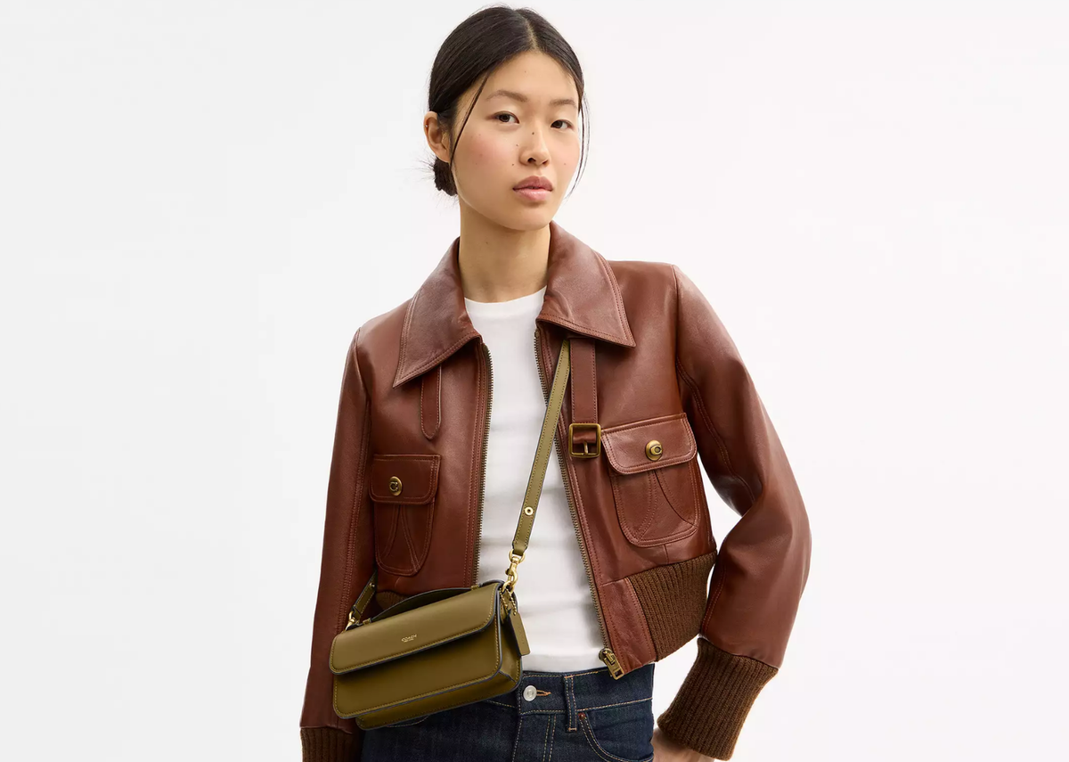 Davenzarry | Coach Elora Top Handle Crossbody Bag Brass/Muted Olive | View 3