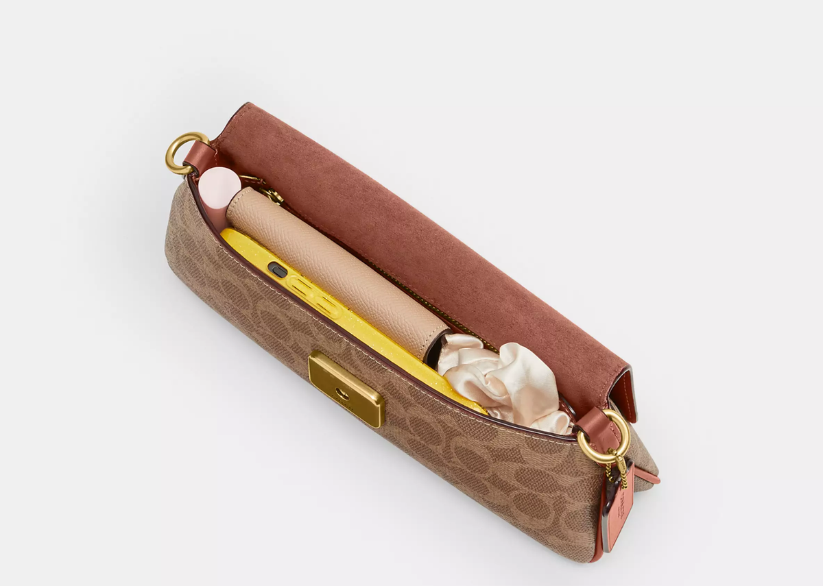 Davenzarry | Coach Jet Shoulder Bag In Signature Canvas Brass/Tan Caramel | View 3
