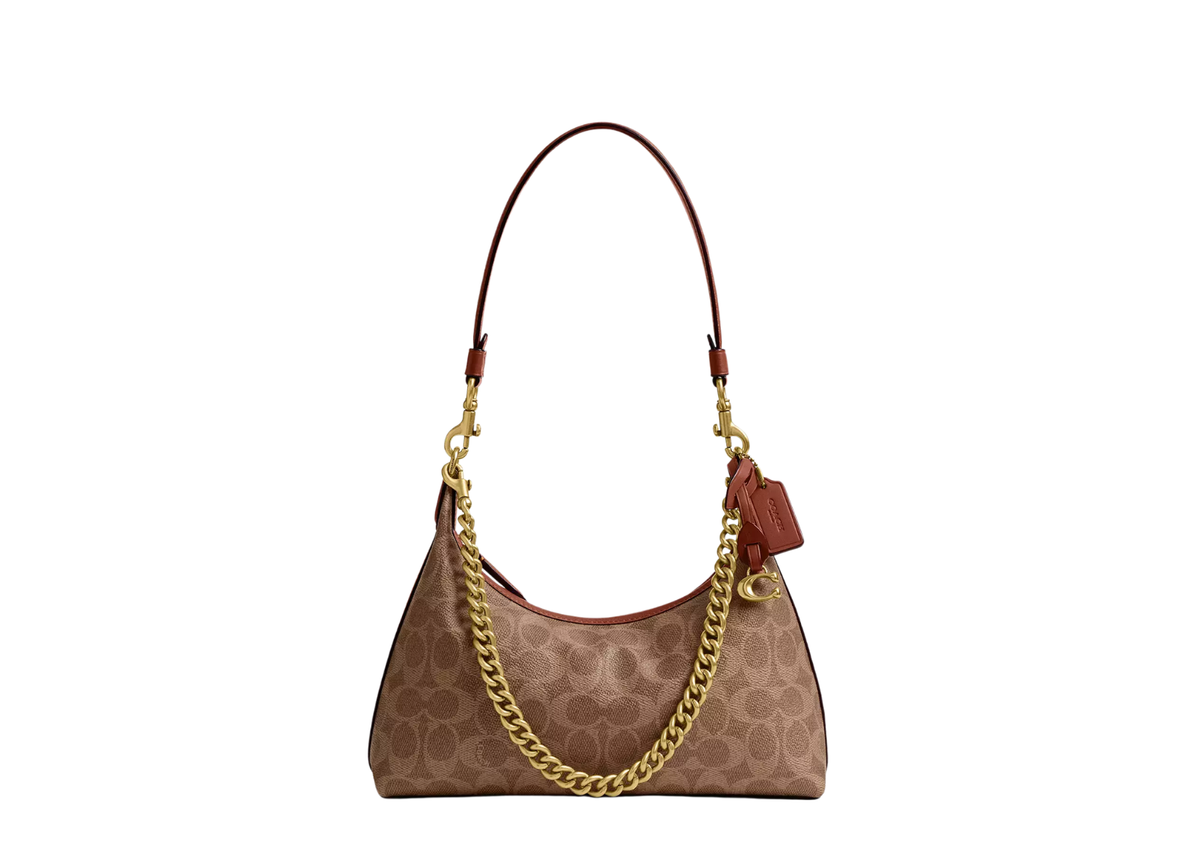Davenzarry | Coach Juliet Shoulder Bag 25 In Signature Canvas Brass/Tan Caramel | View 1