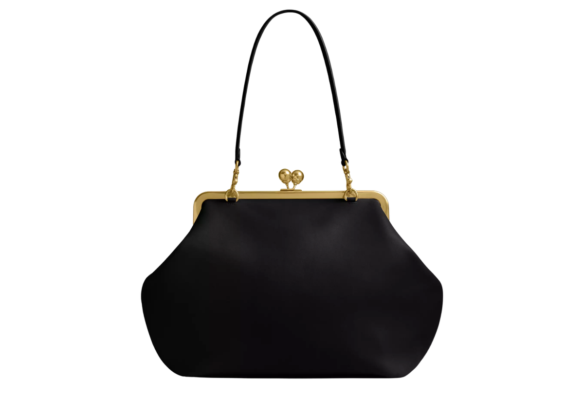 Davenzarry | Coach Large Kisslock Frame Bag Brass/Black | View 1