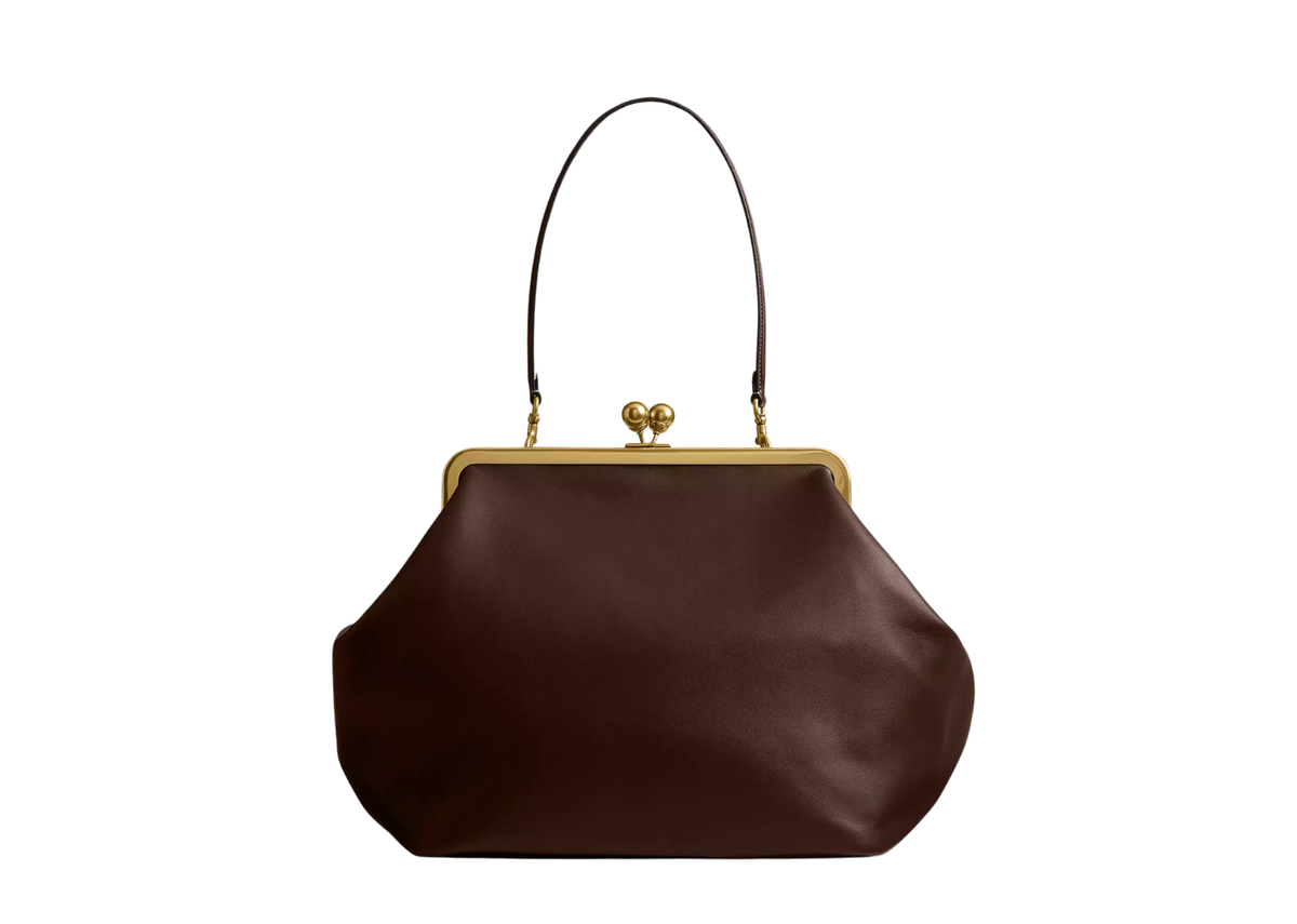 Davenzarry | Coach Large Kisslock Frame Bag Brass/Dark Brown | View 1