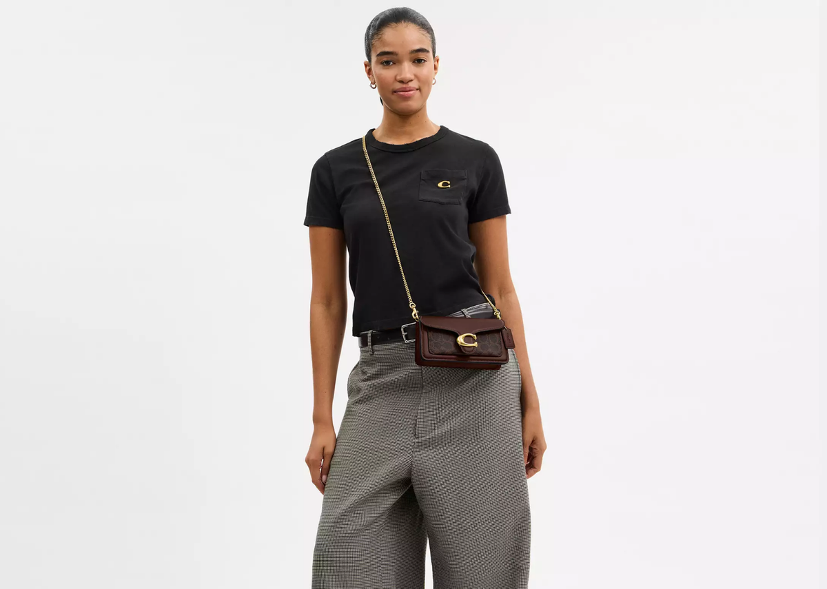 Davenzarry | Coach Tabby Chain Crossbody Bag 19 In Signature Canvas Brass/Maple | View 3