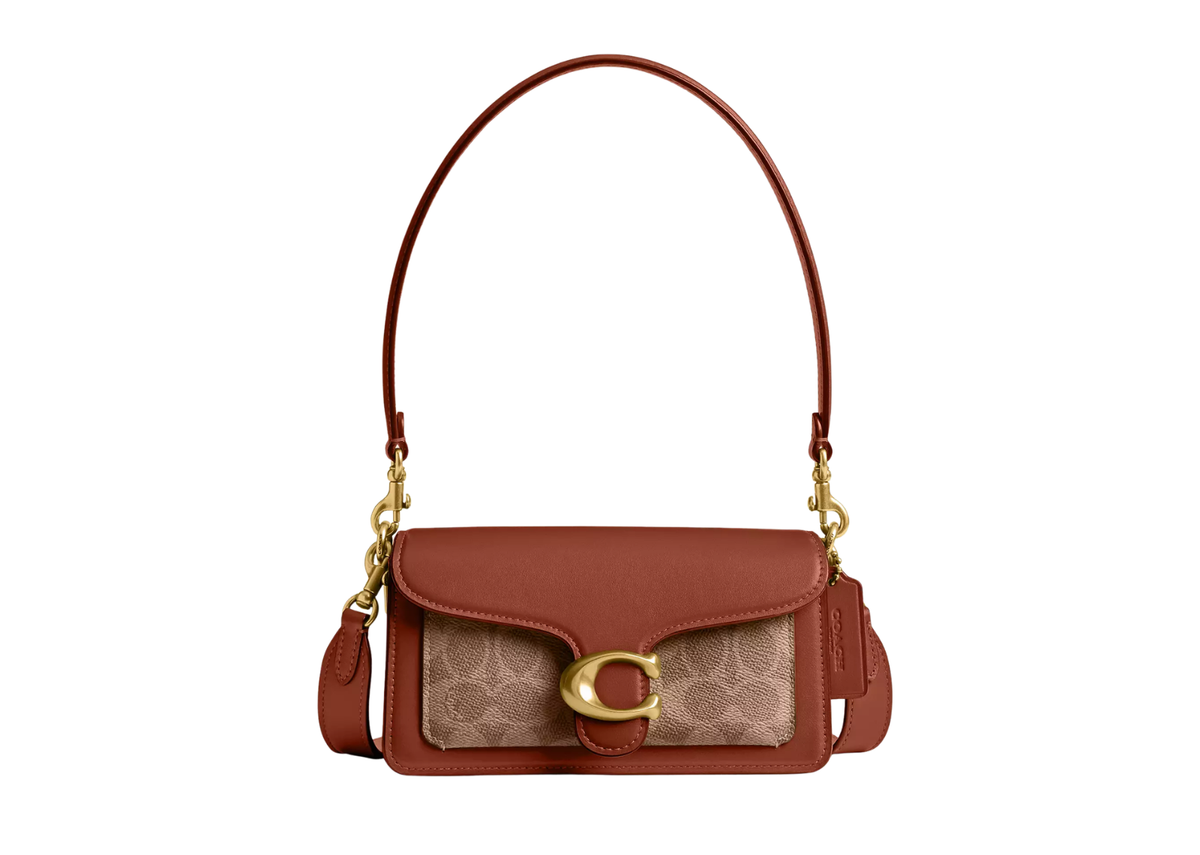 Davenzarry | Coach Tabby Shoulder Bag 20 In Signature Canvas Brass/Tan Caramel | View 1