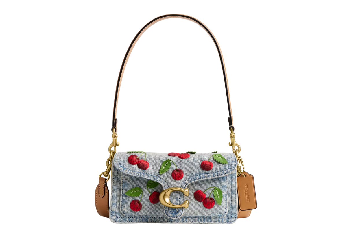 Davenzarry | Coach Tabby Shoulder Bag 20 With Cherry Embroidery Brass/Denim | View 1