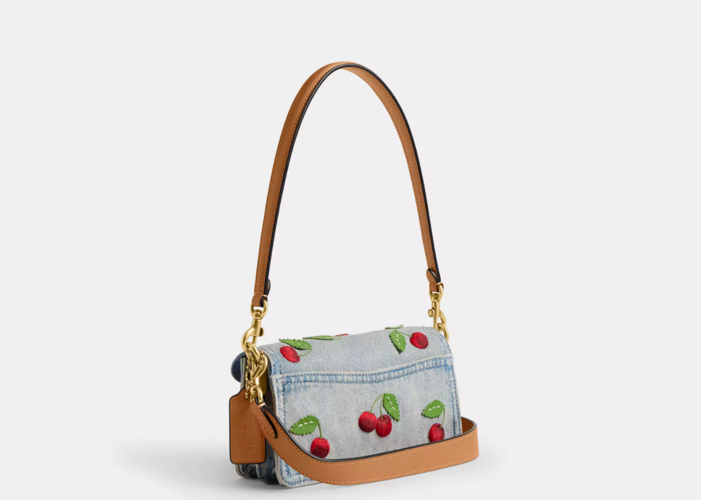 Davenzarry | Coach Tabby Shoulder Bag 20 With Cherry Embroidery Brass/Denim | View 5
