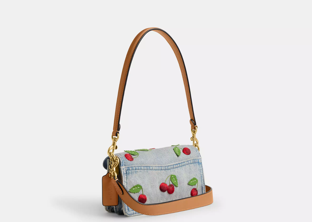 Davenzarry | Coach Tabby Shoulder Bag 20 With Cherry Embroidery Brass/Denim | View 2