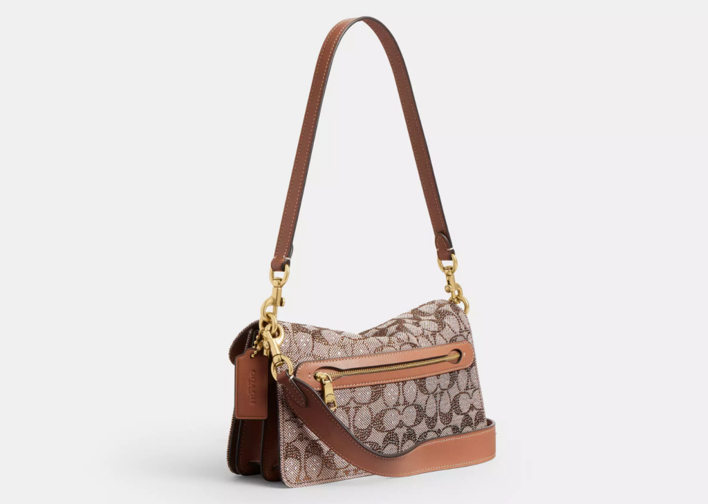 Davenzarry | Coach Tabby Shoulder Bag 26 Crystal Signature Jacquard Brass/Mushroom | View 7