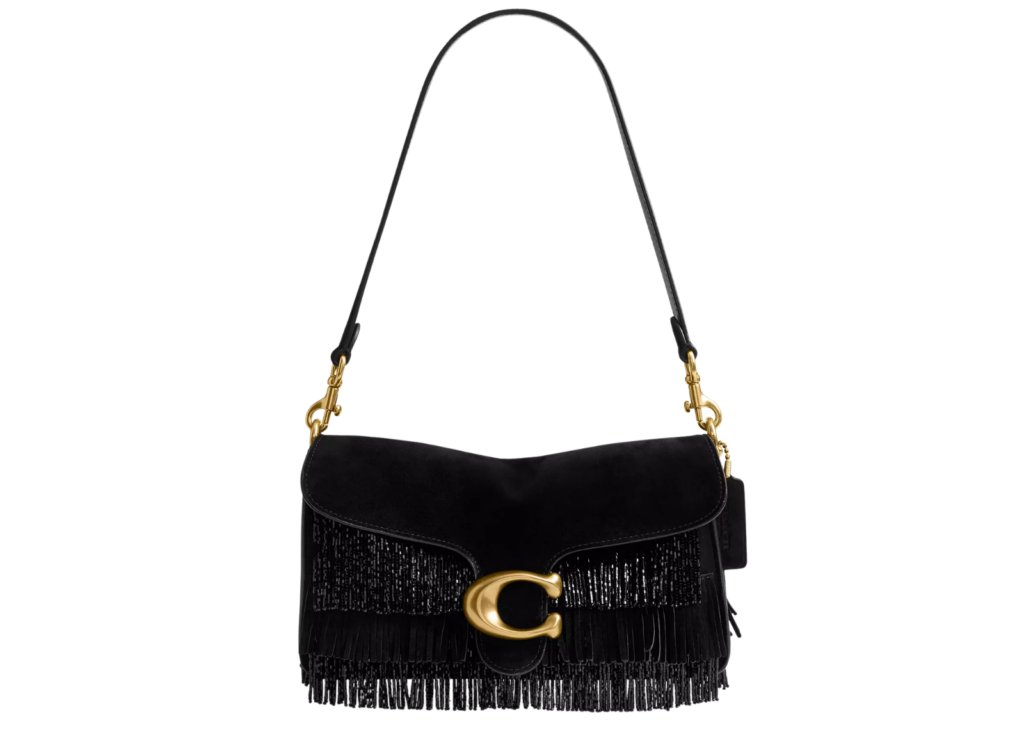 Davenzarry | Coach Tabby Shoulder Bag 26 With Crystal Beaded Fringe Brass/Black | View 4